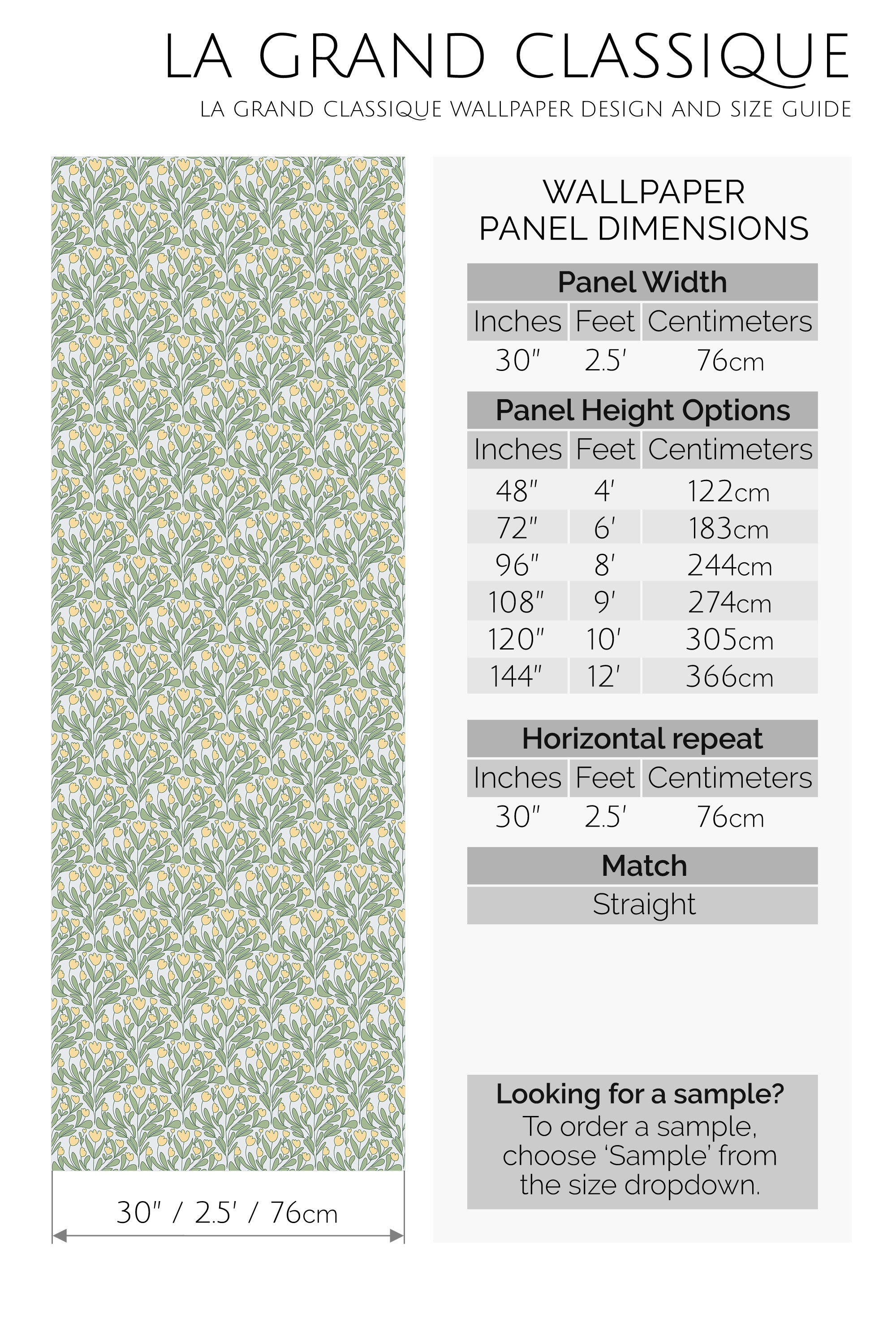 handdrawn tulip peel and stick wallpaper specifiation