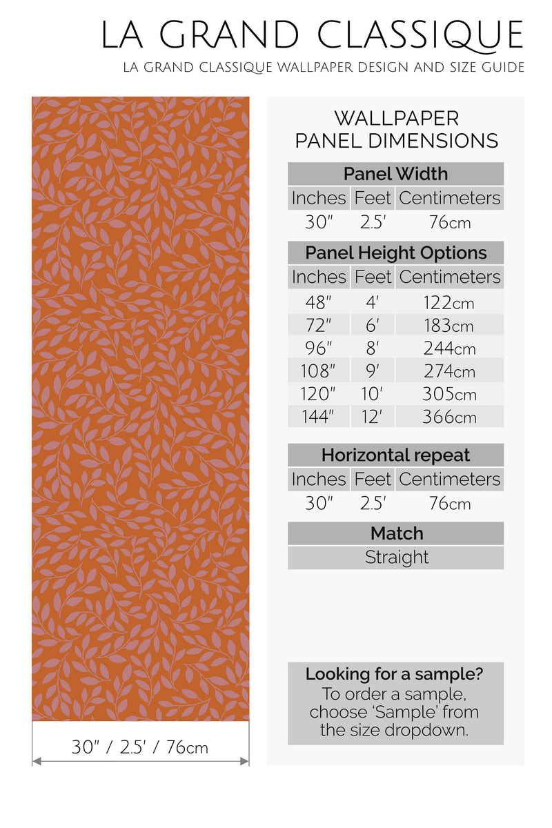 terracotta branch peel and stick wallpaper specifiation