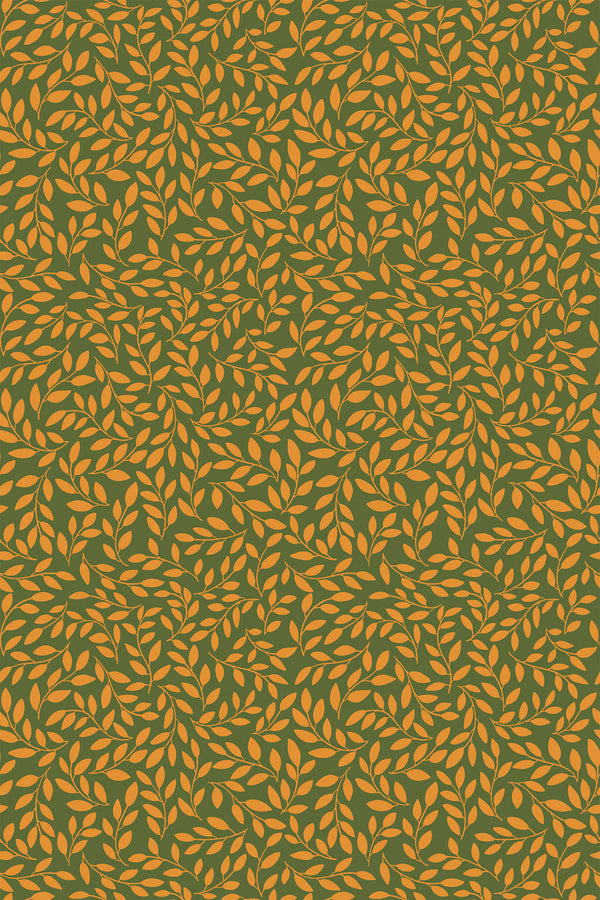 green autumn branch wallpaper pattern repeat