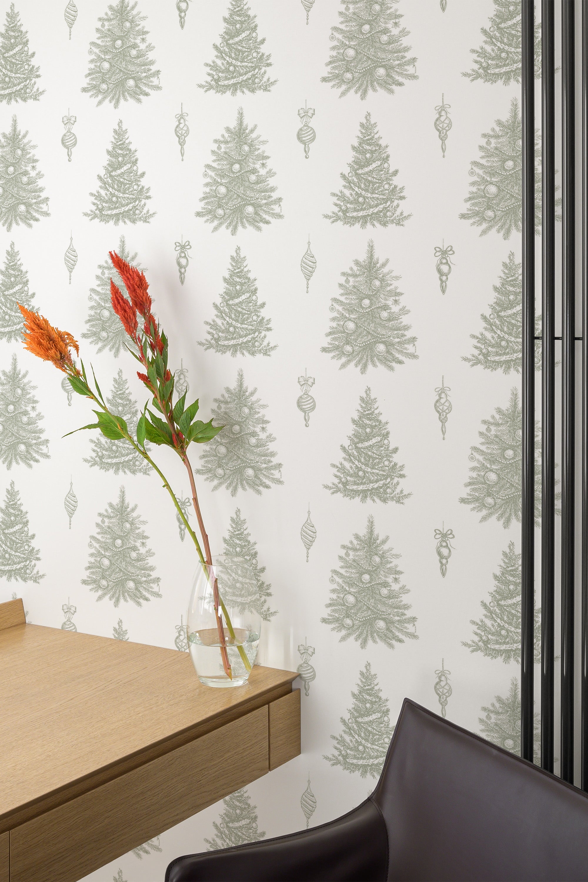 home office desk chair flower interior vintage christmas trees accent wall