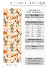 vintage circus artists peel and stick wallpaper specifiation