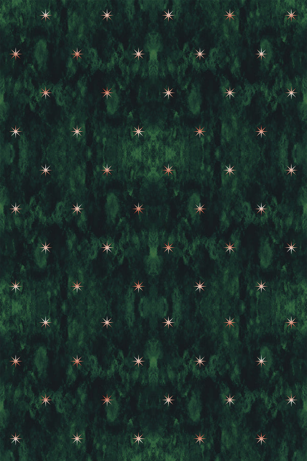 moody emerald stars wallpaper pattern repeat