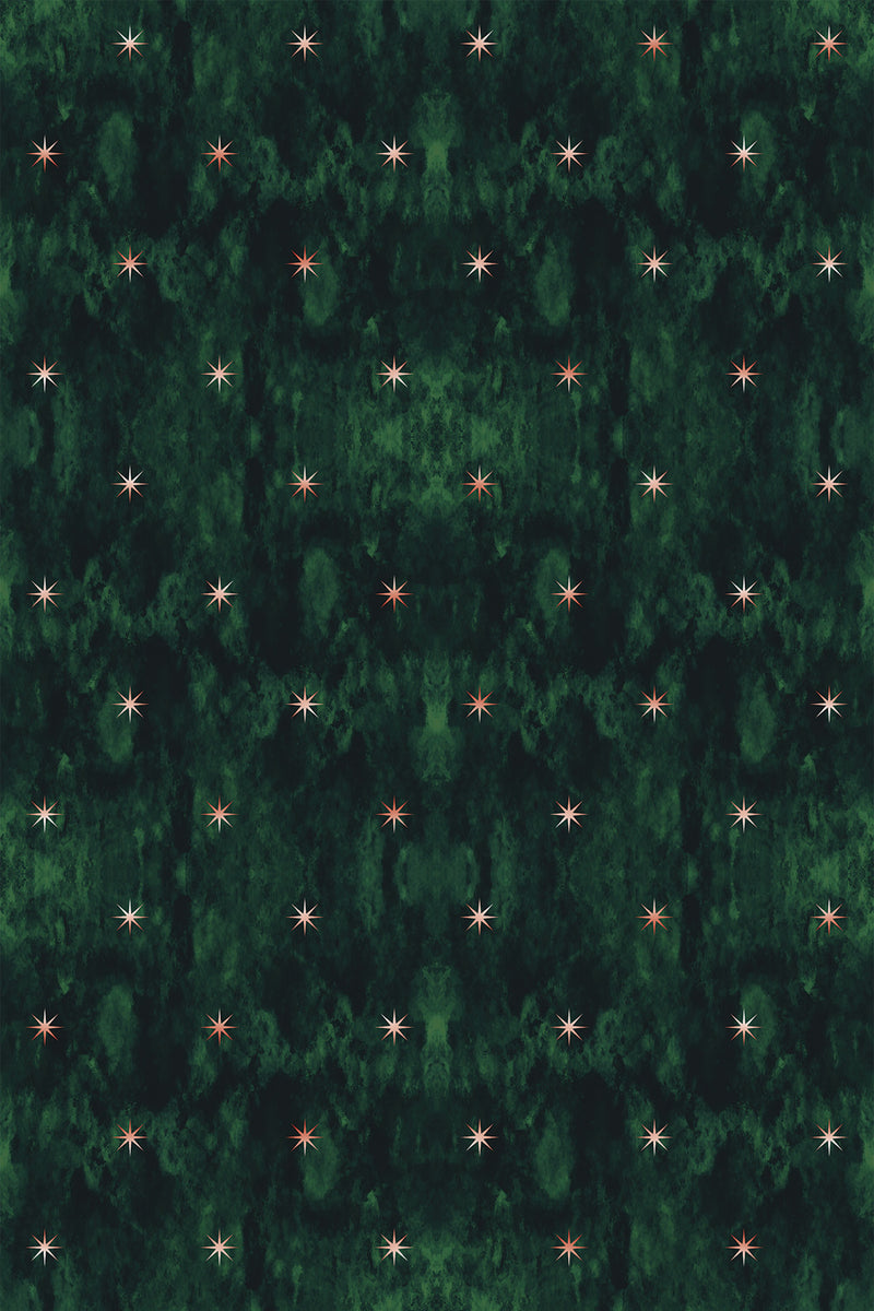 moody emerald stars wallpaper pattern repeat