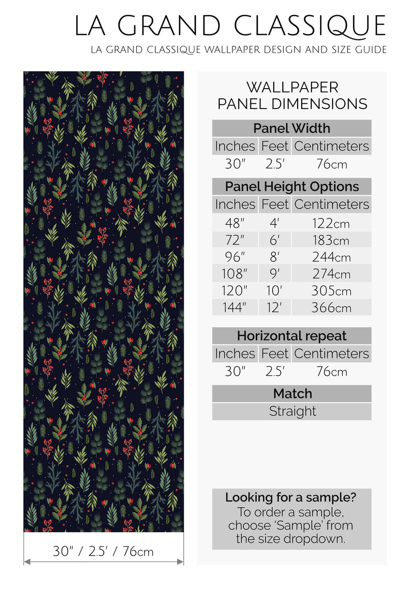 christmas leaves peel and stick wallpaper specifiation