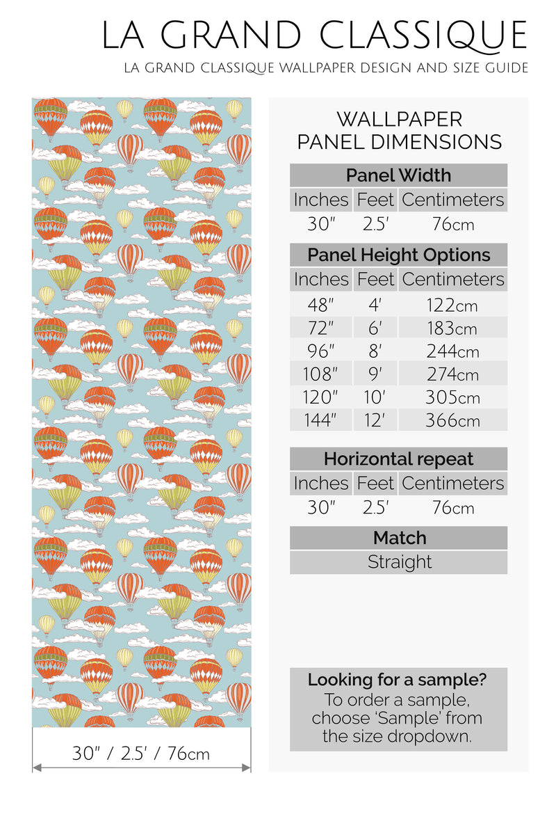 vintage hot air balloons peel and stick wallpaper specifiation