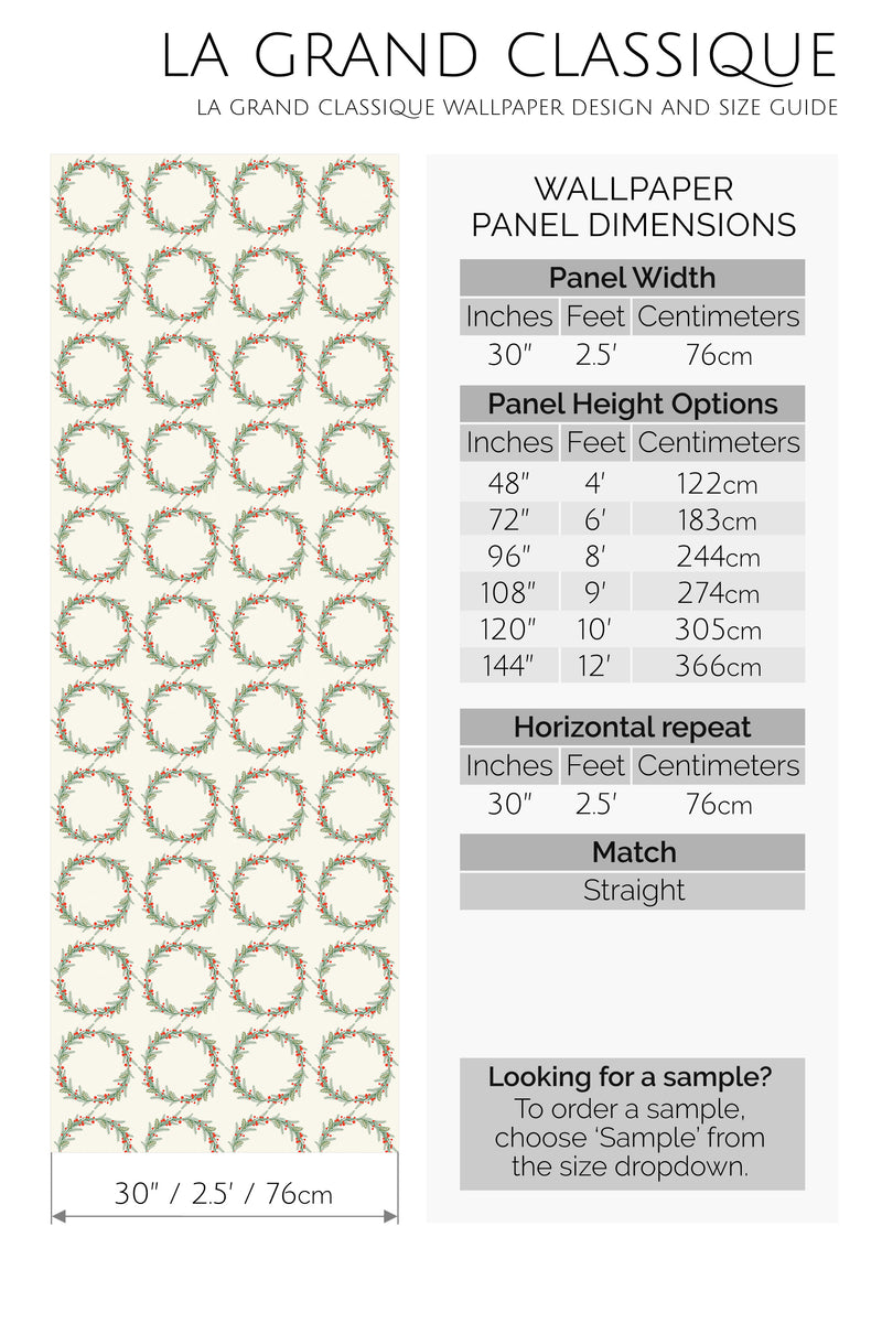 christmas wreaths peel and stick wallpaper specifiation