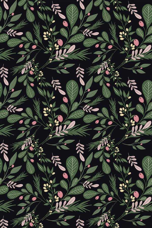 classic christmas leaves wallpaper pattern repeat