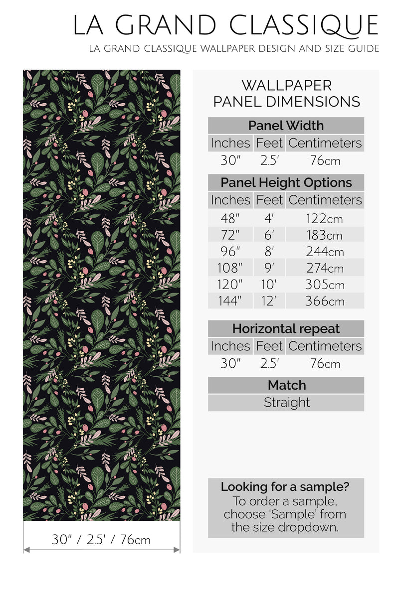 classic christmas leaves peel and stick wallpaper specifiation