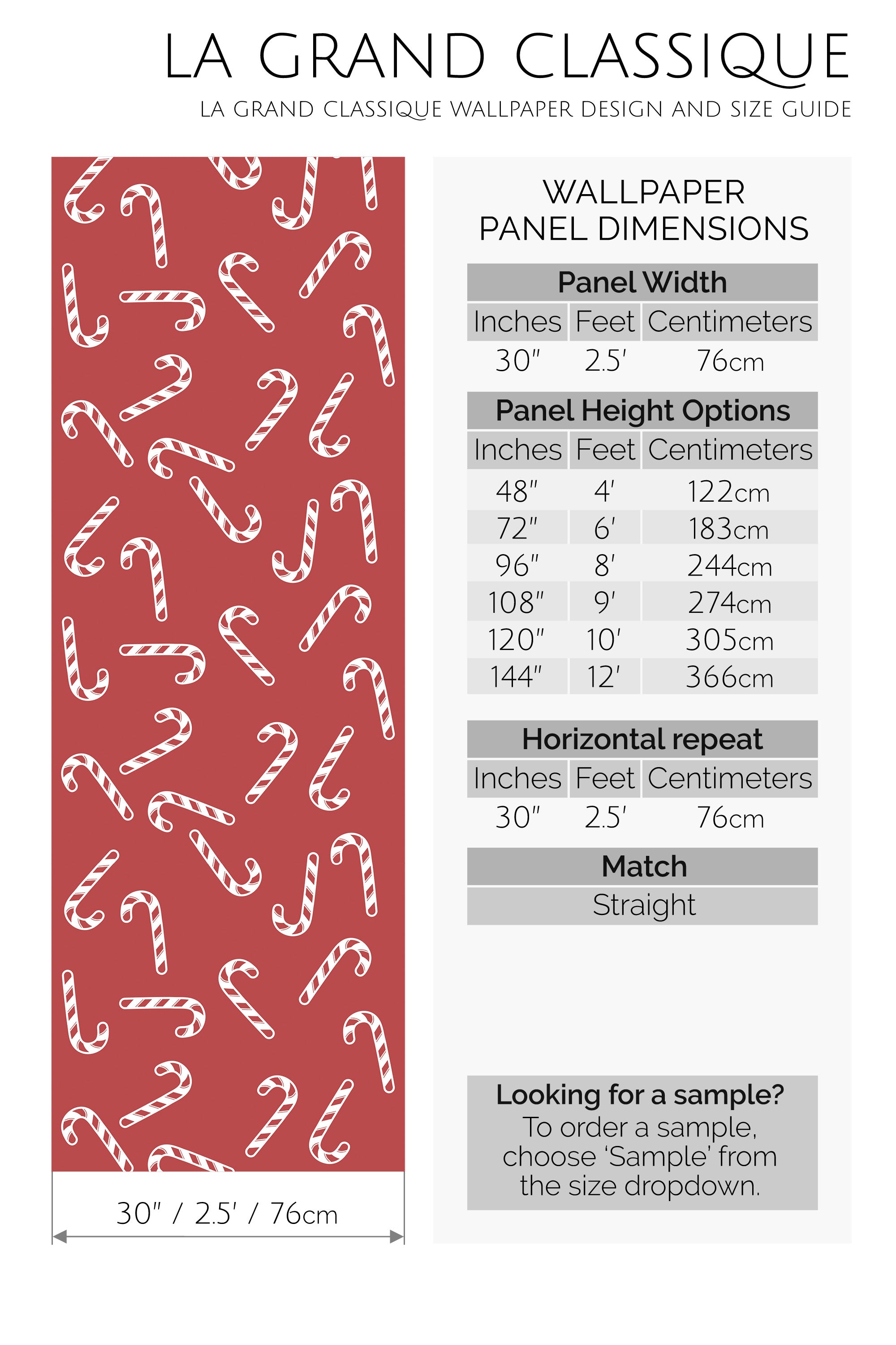 candy canes peel and stick wallpaper specifiation