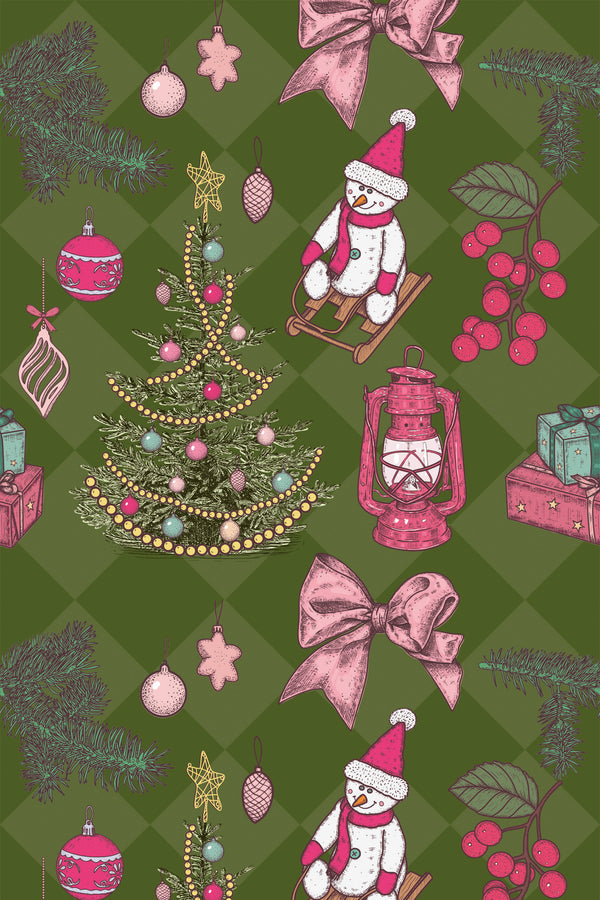 Vintage Christmas Elements Wallpaper