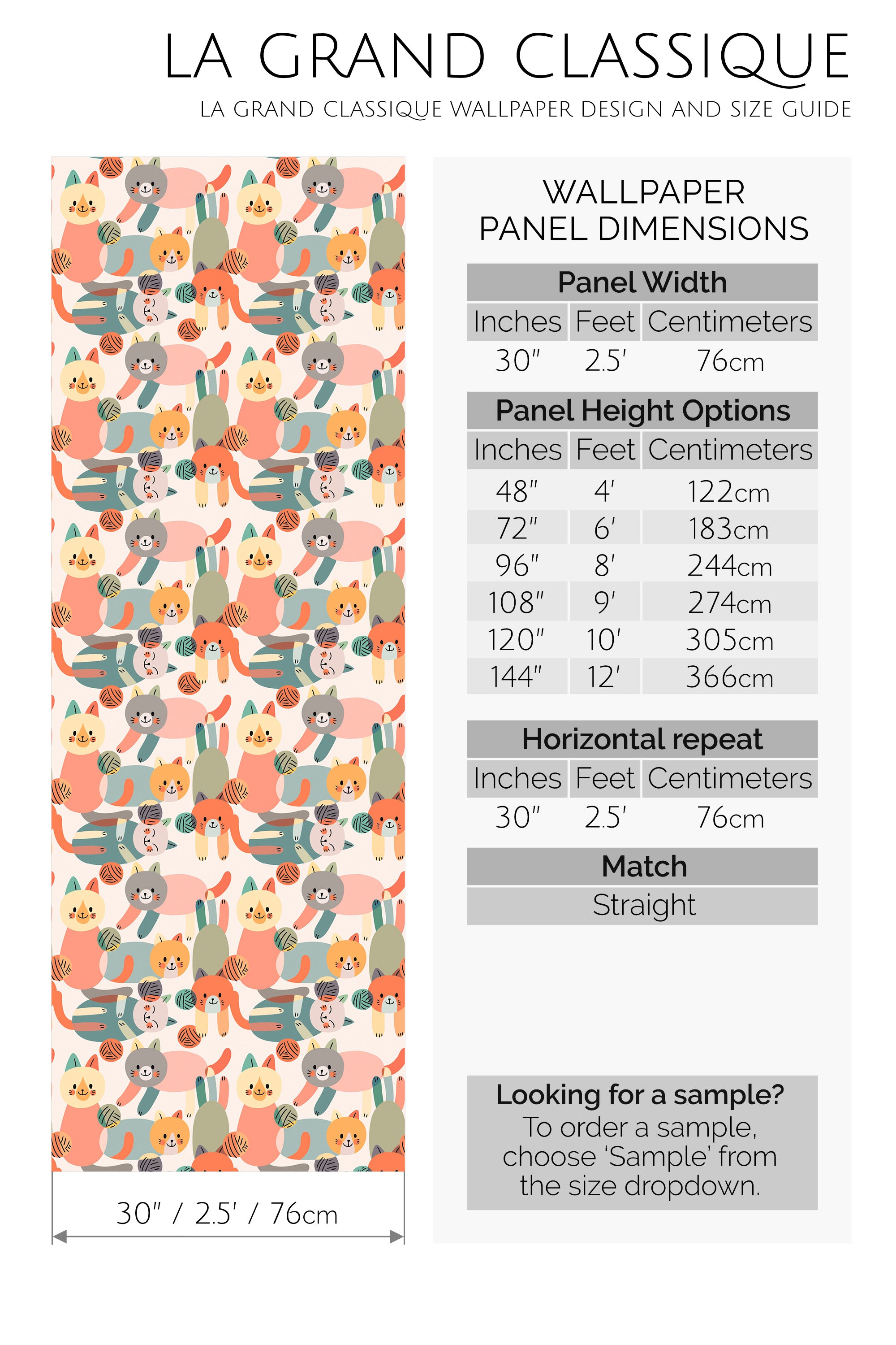 cute cats peel and stick wallpaper specifiation