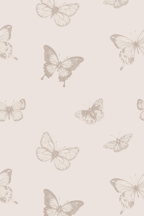 Soft Beige Butterfly Wallpaper