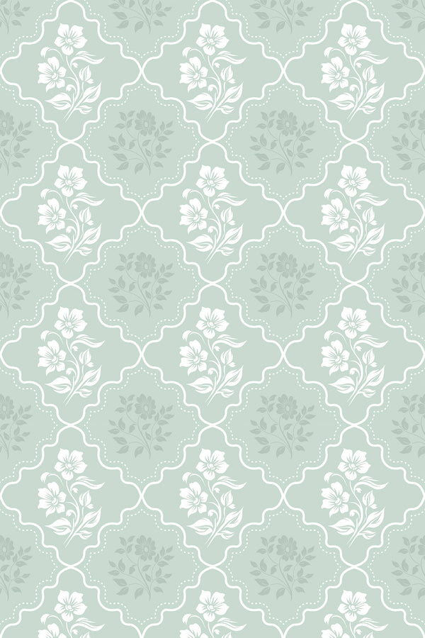 Pastel Green Floral Wallpaper