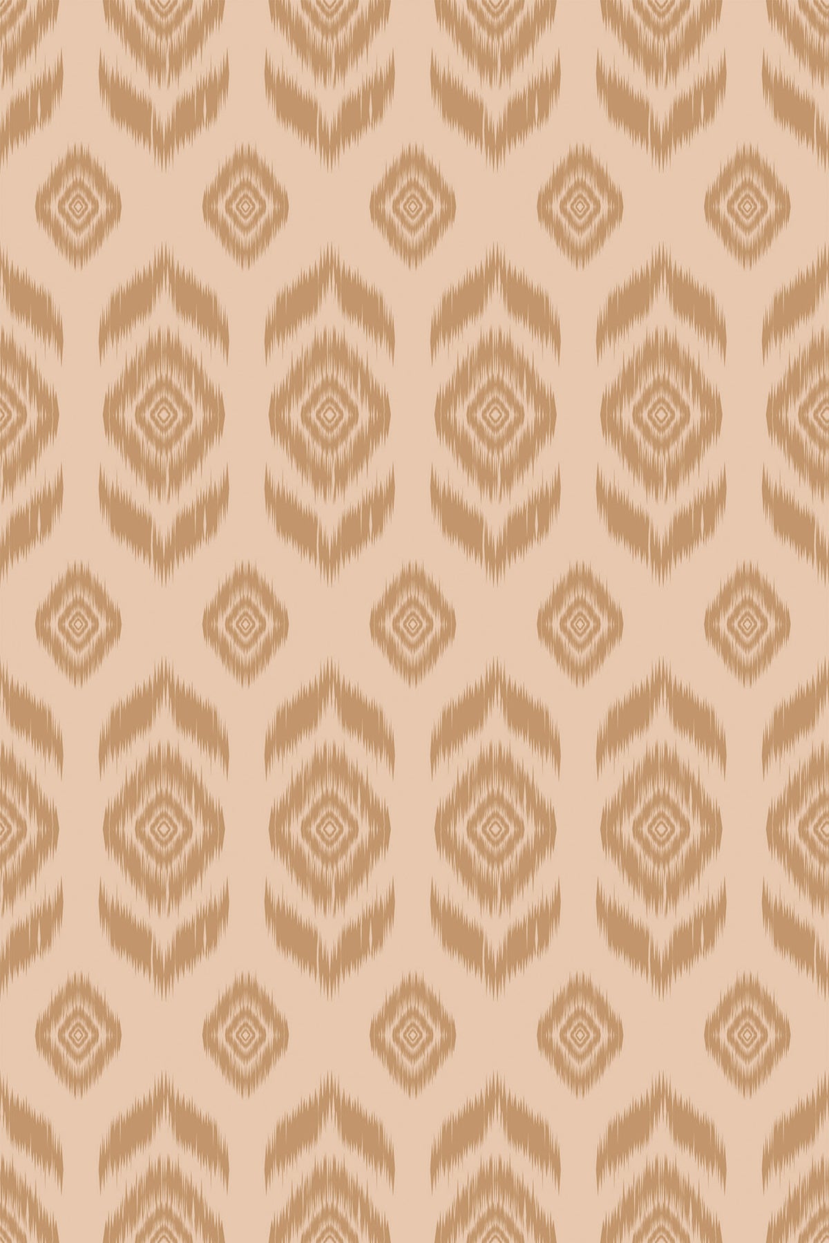 Rustic Ikat Medallions removable wallpaper with tan ikat medallion repeat on a pale peach background.