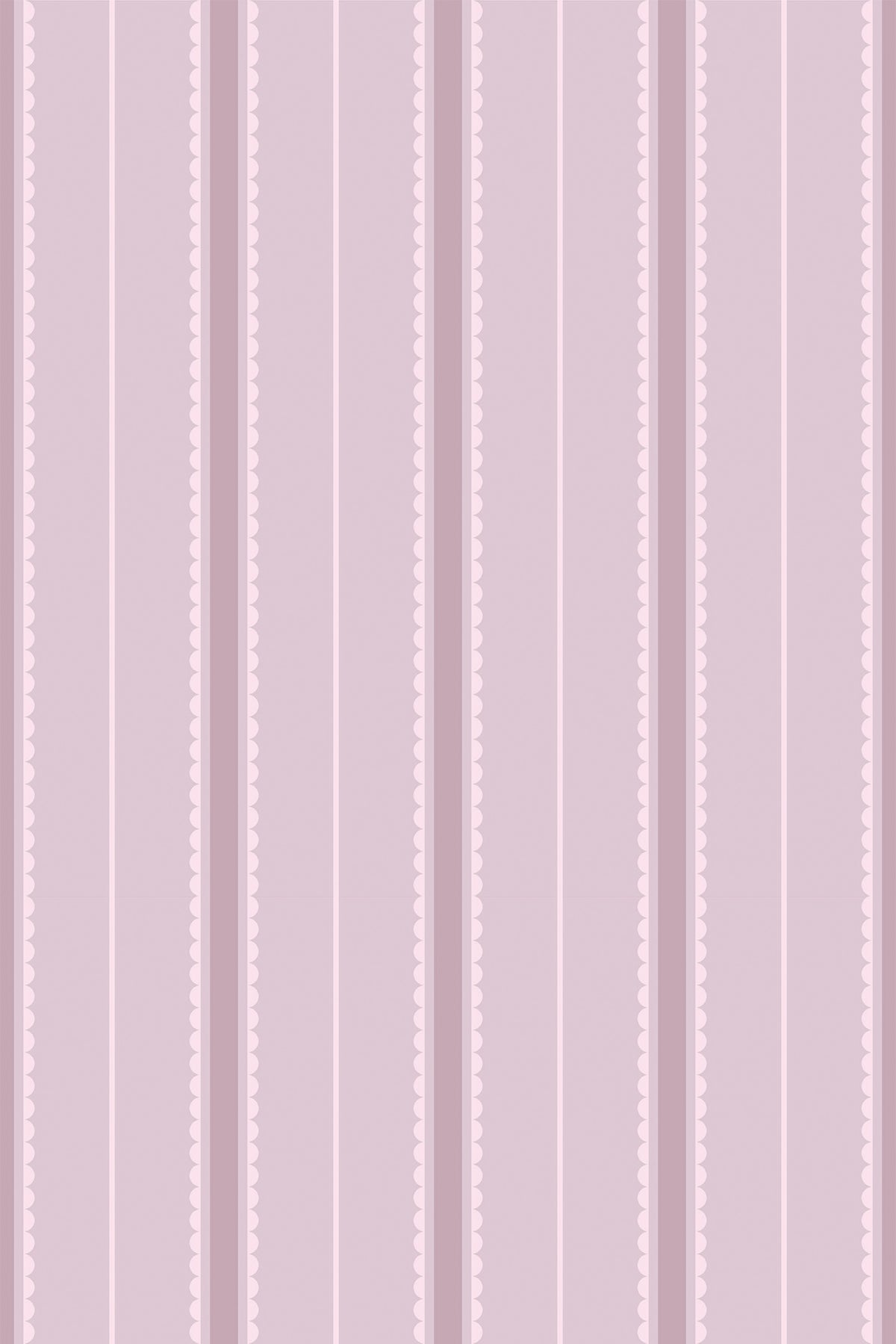 Delicate Scalloped Stripes removable wallpaper with vertical pink stripes and scalloped stripe accents.