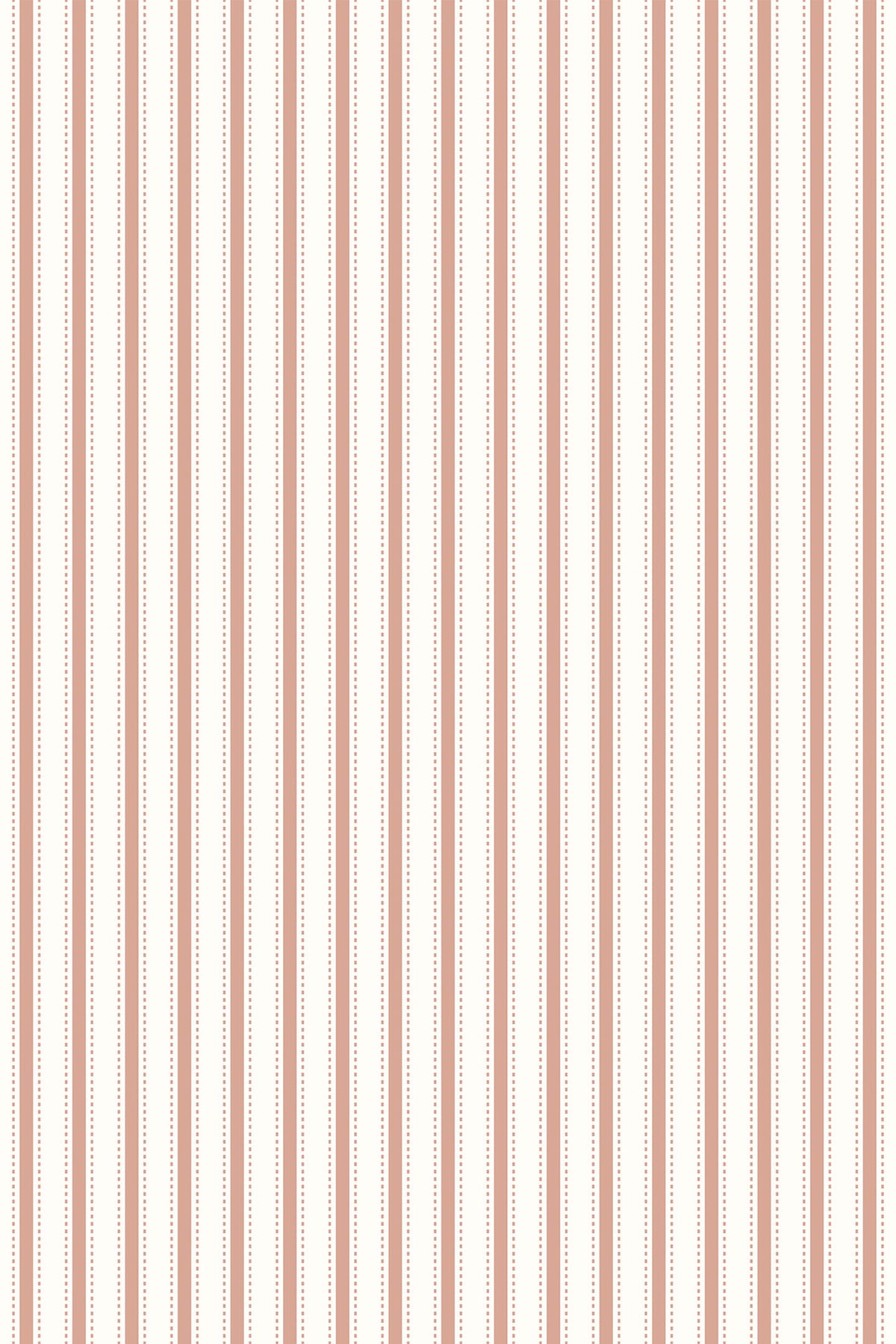 Delicate Pinstripe removable wallpaper with vertical orange stripes and dotted pinstripes on a white ground.