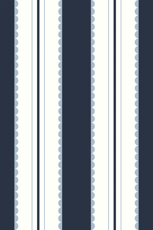 Navy Scalloped Stripe
