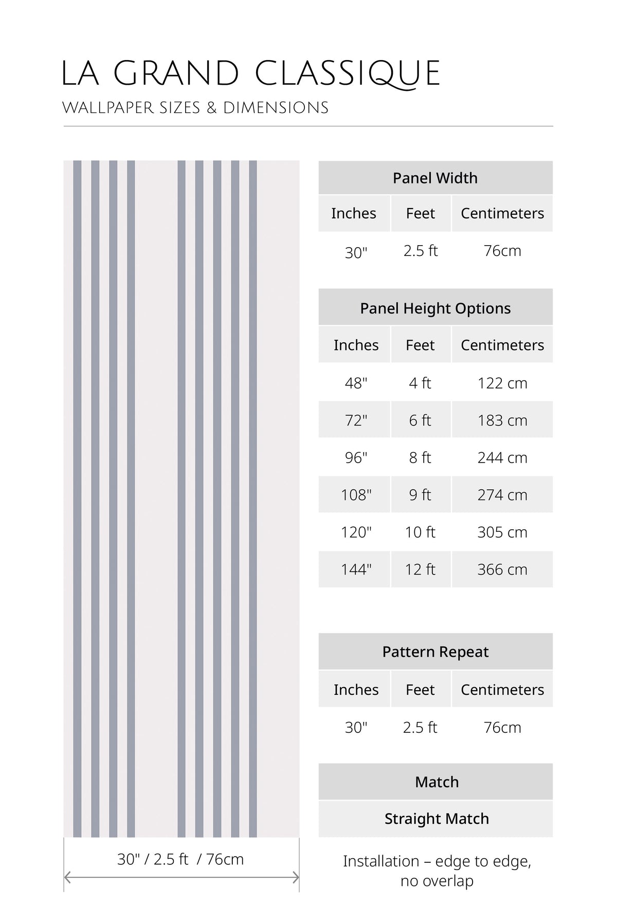 Classic Blue Pinstripes self-adhesive wallpaper: 30 in panel width; height options available; 30 in repeat; straight match.