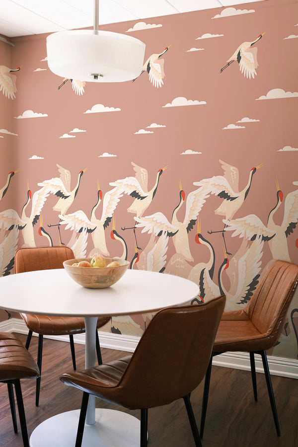 Pink crane mural