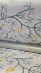 Blue seamless floral peel and stick wallpaper for walls