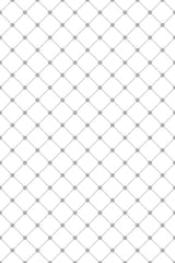 A repeating geometric pattern with thin gray lines forming a diamond-shaped lattice intersected by small gray dots on a white background. Peel and stick removable wallpaper.