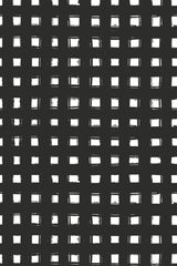 A hand-painted grid pattern in black, with slightly uneven lines creating squares on a white background. Peel and stick removable wallpaper.