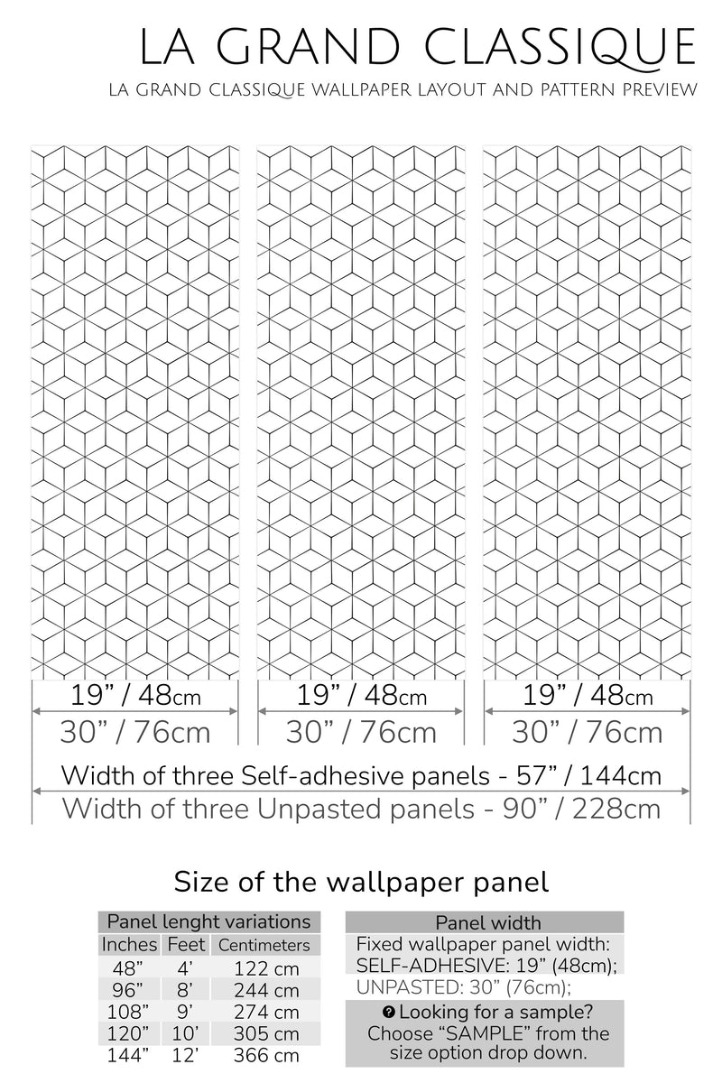 hexagonal tile peel and stick wallpaper specifiation