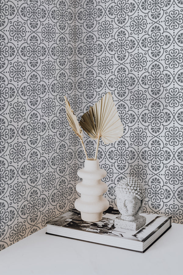 wallpaper for walls morocco pattern modern sophisticated vase statue home decor