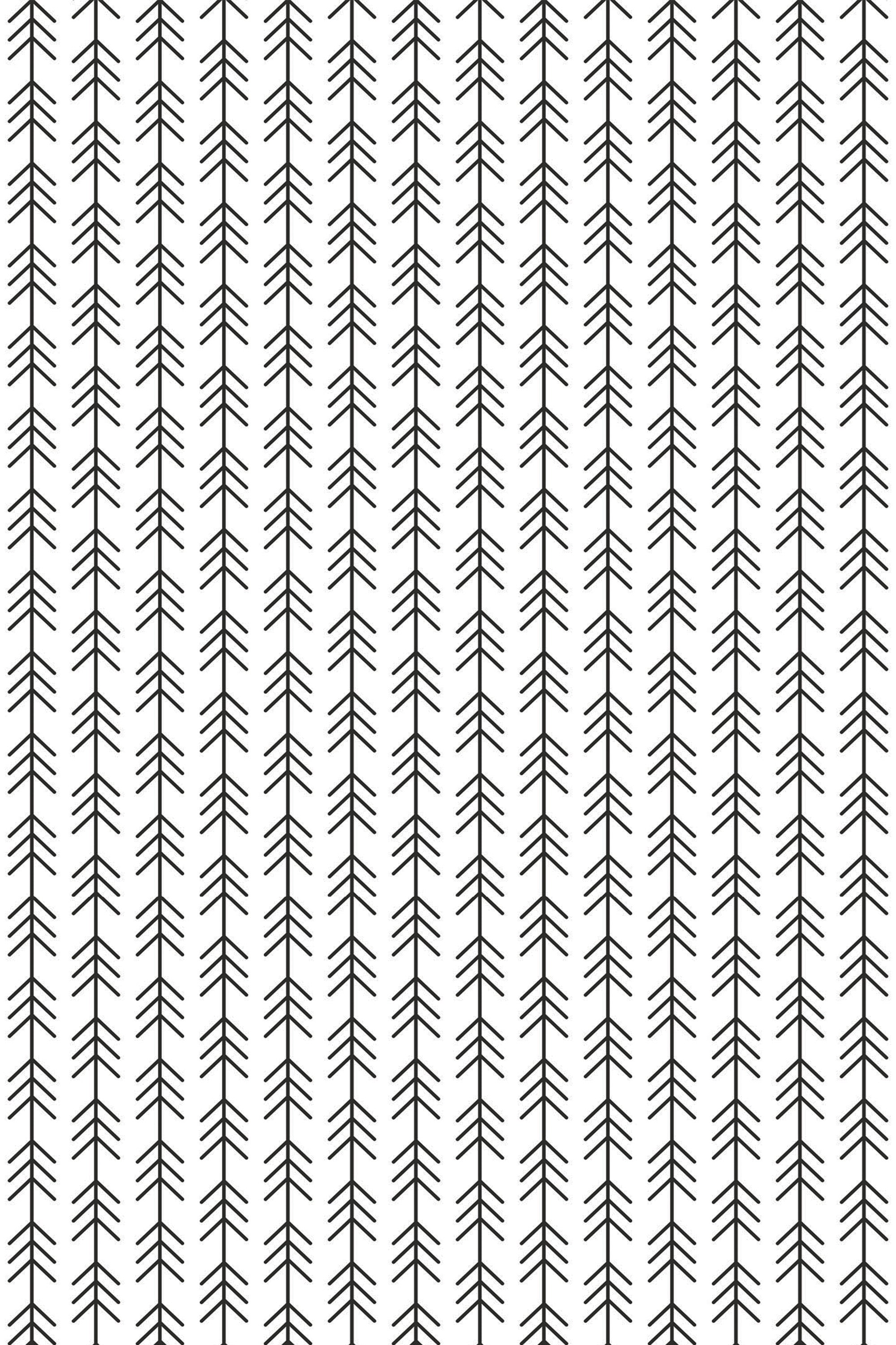 Black arrow lines pointing upward in a uniform, vertical pattern on a white background with peel and stick removable wallpaper.