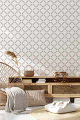 living room rattan furniture decorative plant minimalist tile wall decor