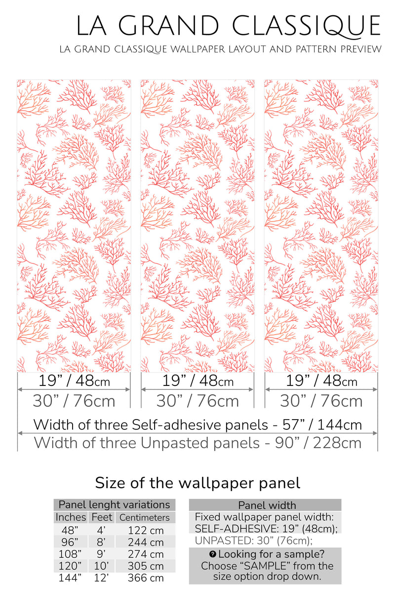 pink coral peel and stick wallpaper specifiation