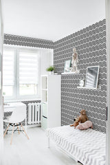 removable wallpaper geometric lines pattern kids room desk bed bookshelf toys