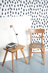 wooden table chair decorative plant blank canvas seamless rain drops self adhesive wallpaper