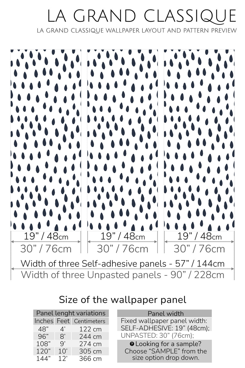seamless rain drops peel and stick wallpaper specifiation