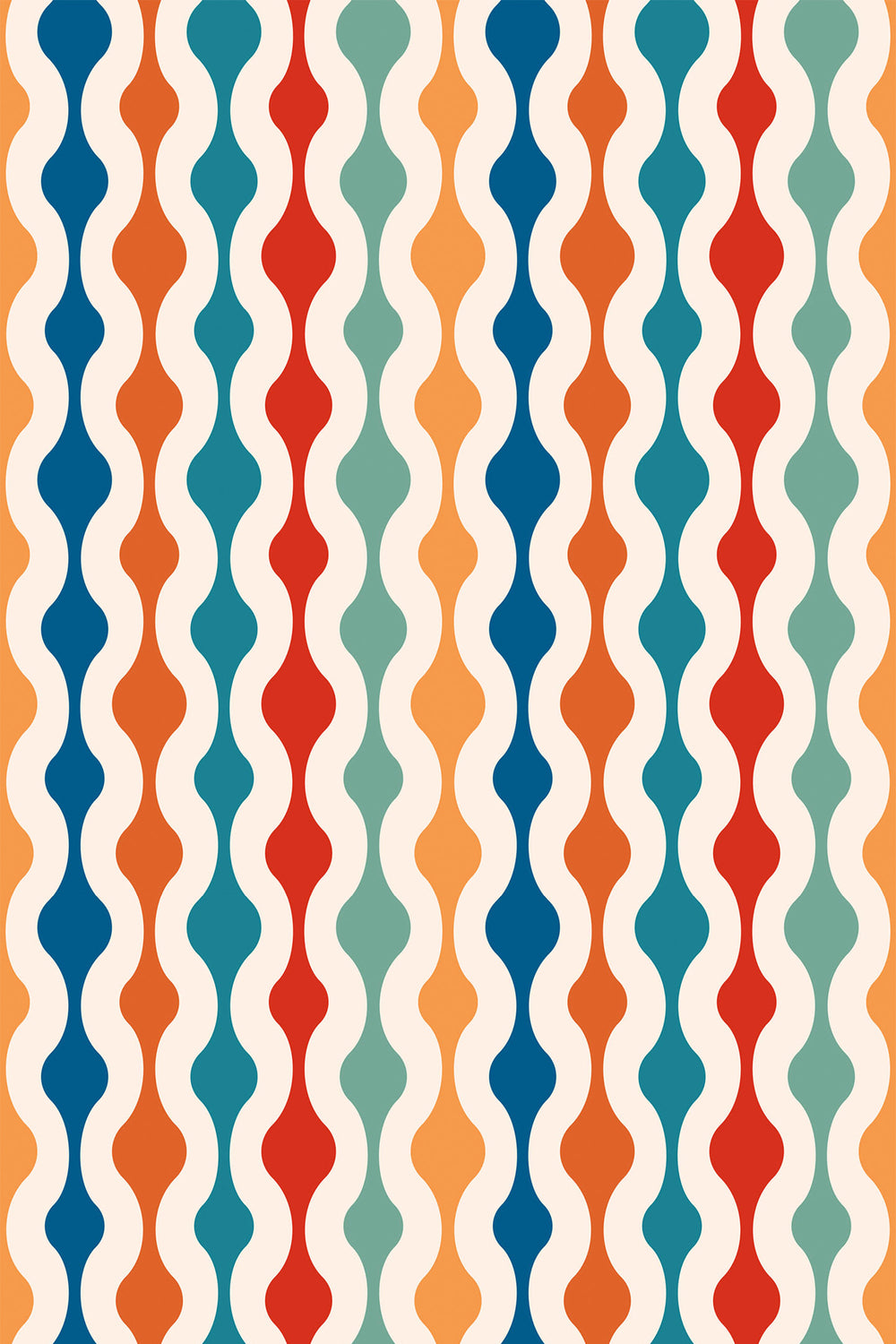 Colorful retro Peel and Stick Removable Wallpaper