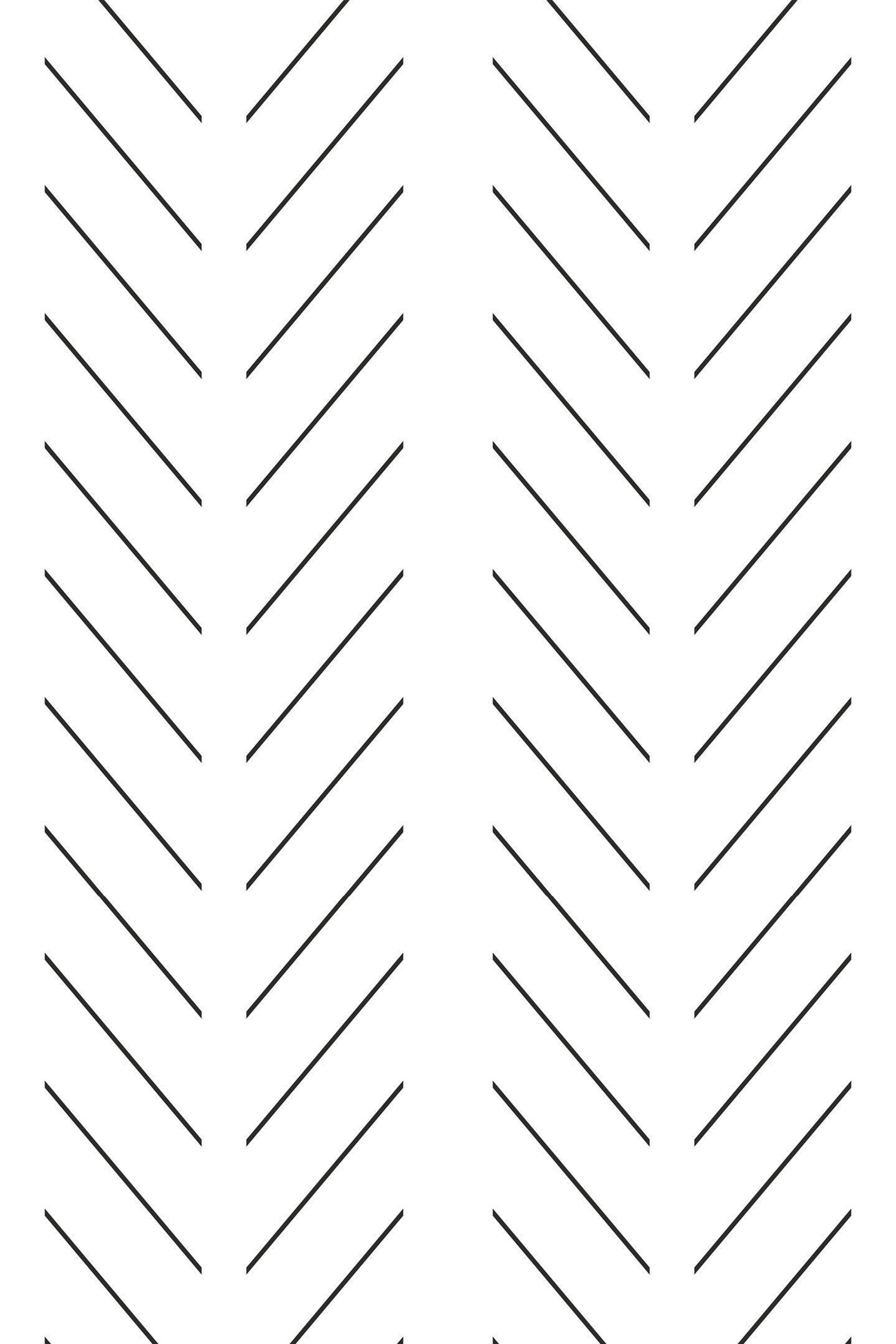 Black and white Herringbone pattern with small, thin diagonal lines arranged in a repetitive V-shape, creating a simple, modern, and geometric design. Peel and stick removable wallpaper.