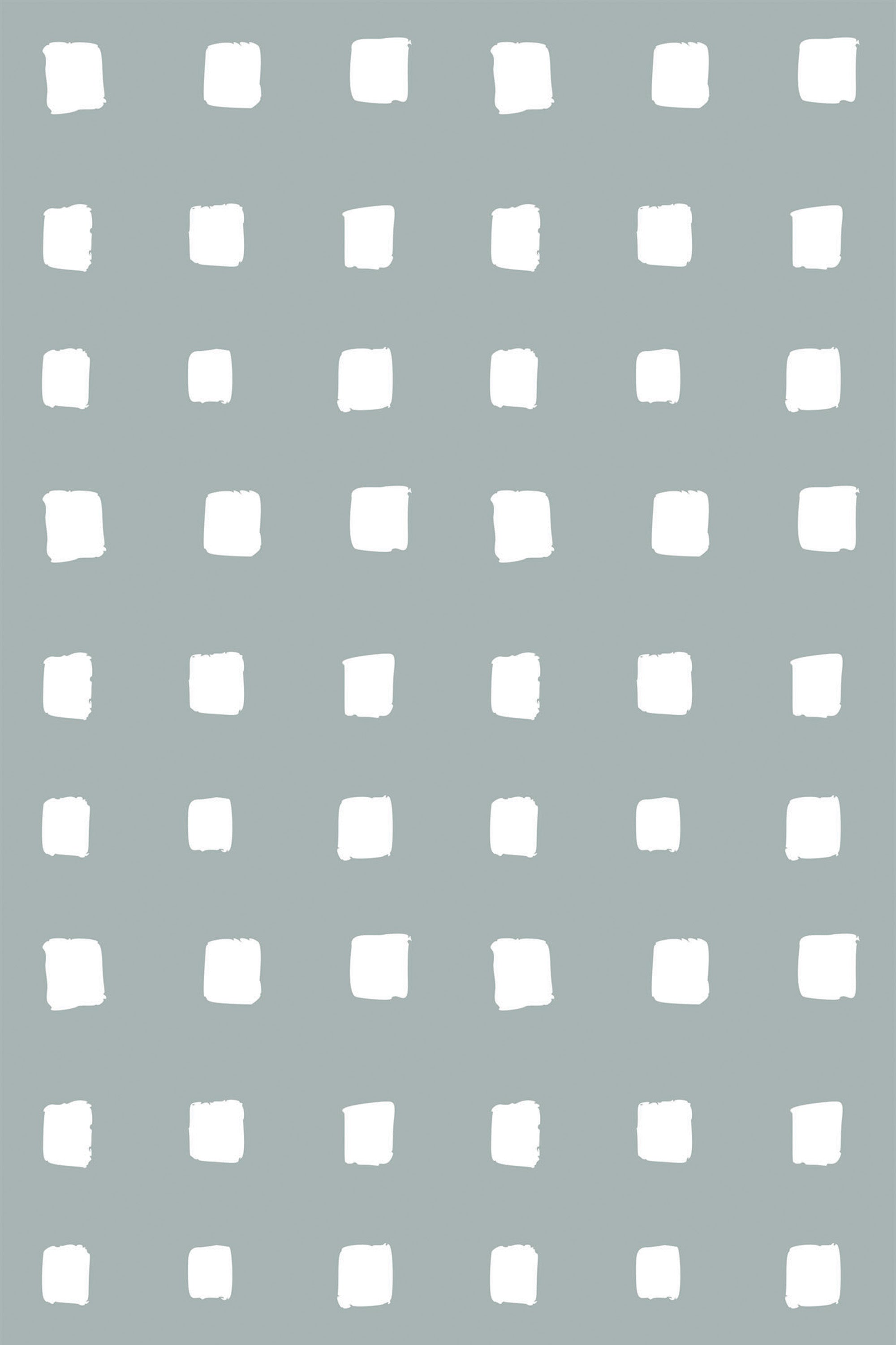 A repeating pattern of irregular white square blocks on a muted green background, peel and stick removable wallpaper.