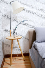 removable wallpaper halftone pattern bedroom accent wall simple interior