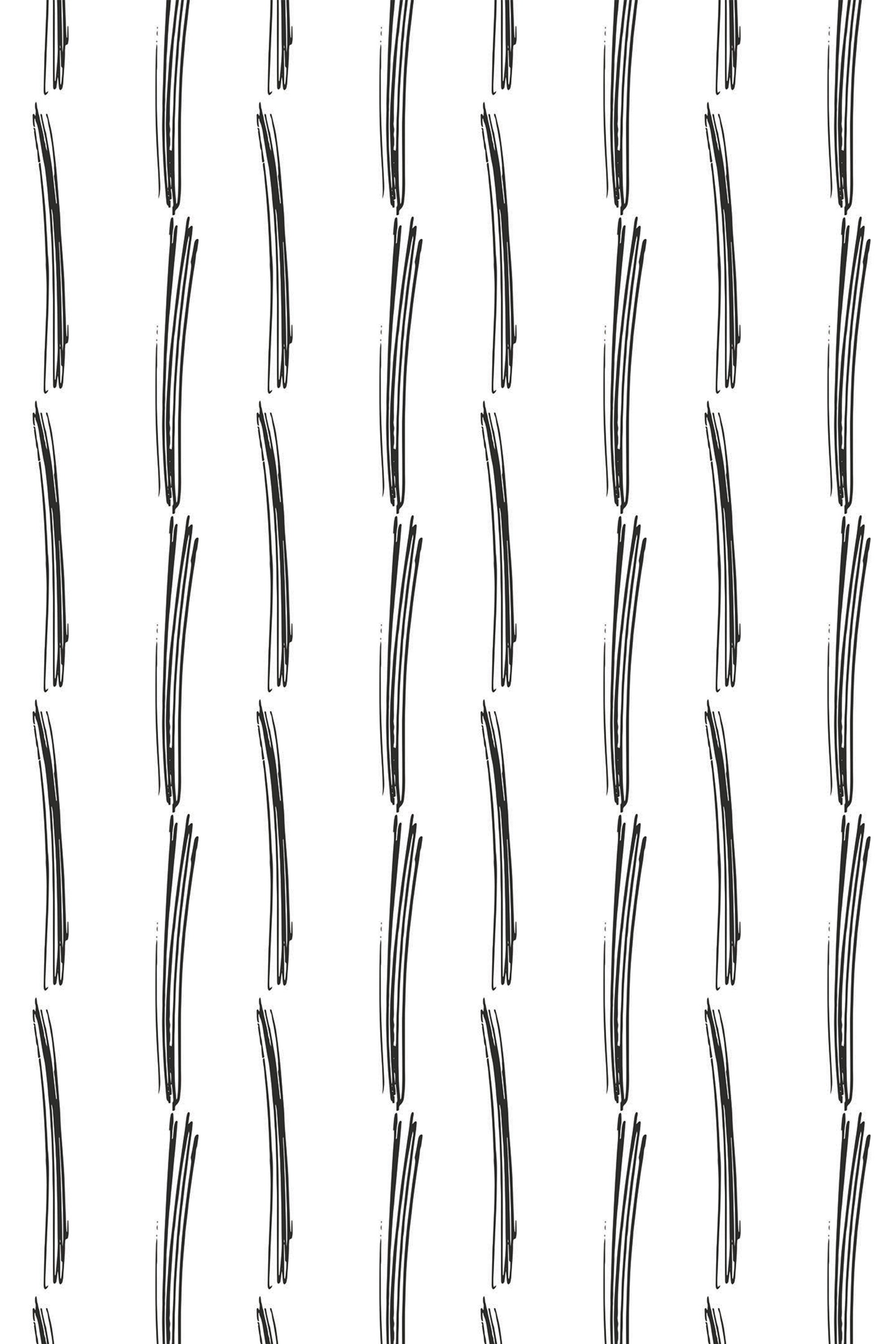 Black vertical brush strokes pattern on a white background, creating a minimalist and modern design. Peel and stick removable wallpaper.