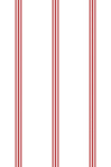 Alternating deep red and white vertical stripes in groups of three red stripes separated by wider white spaces, creating a classic and elegant pattern. Peel and stick removable wallpaper.