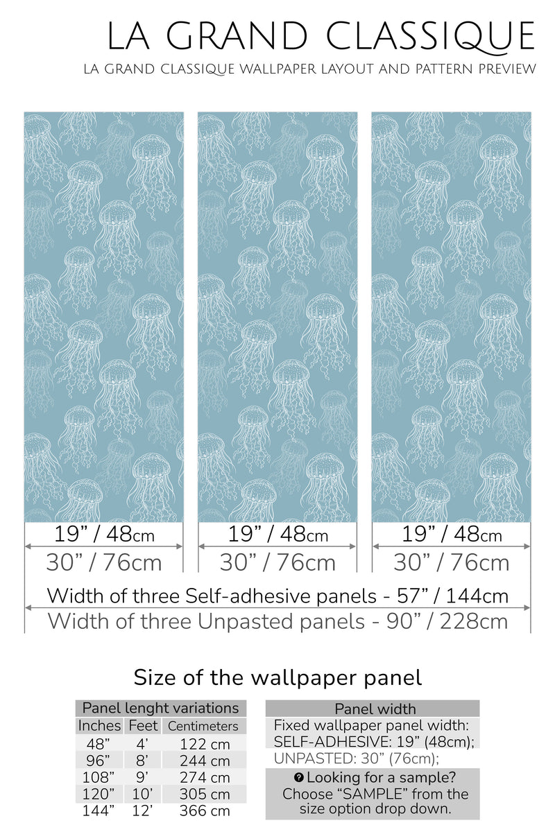 jellyfish peel and stick wallpaper specifiation