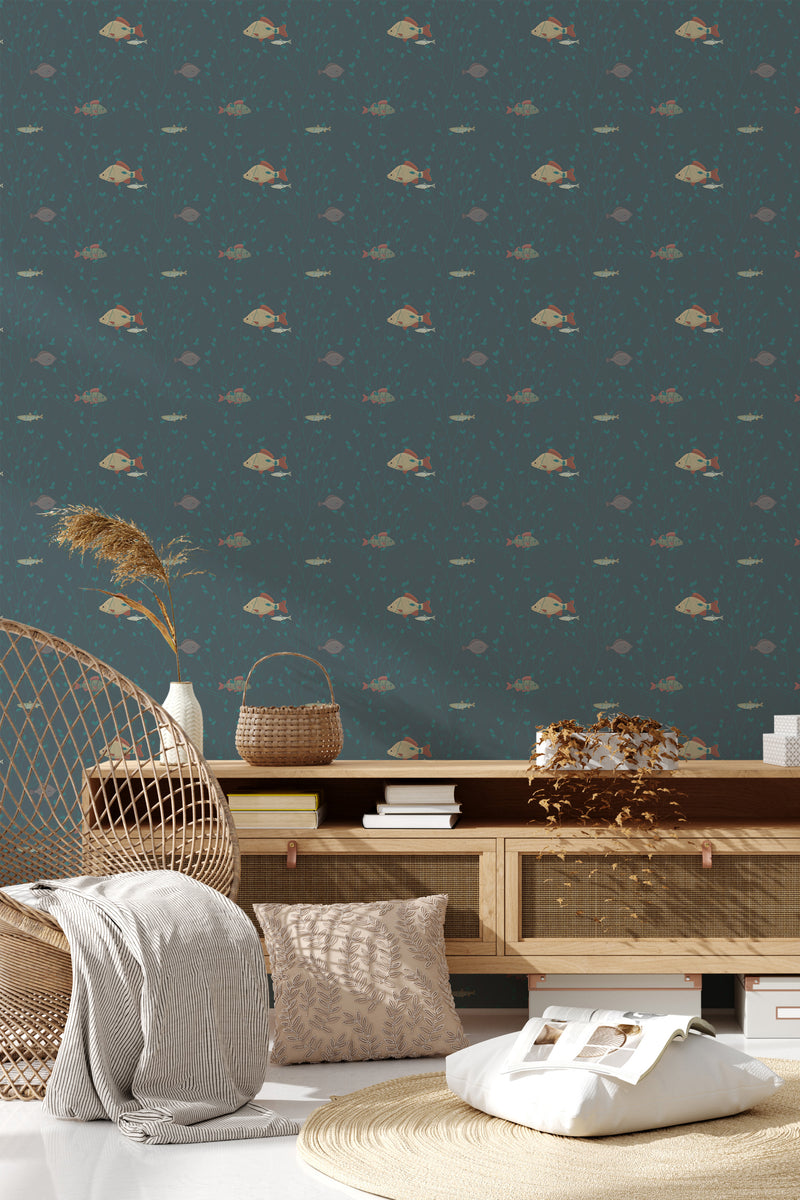 living room rattan furniture decorative plant whimsical fish wall decor