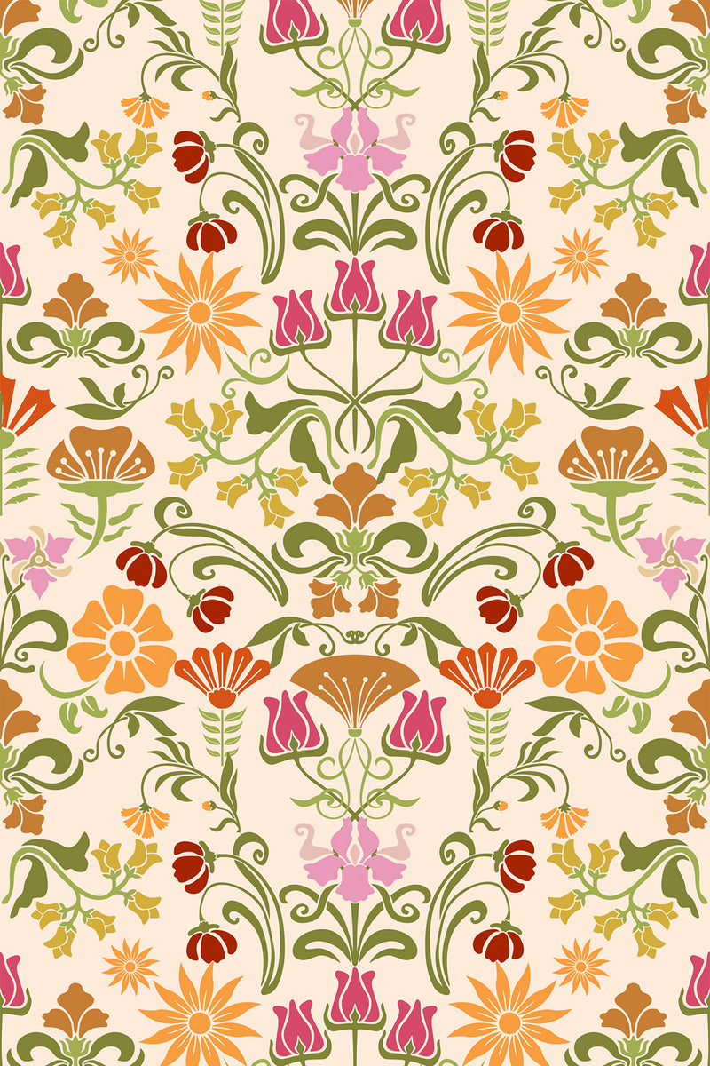 art nouveau floral wallpaper pattern repeat