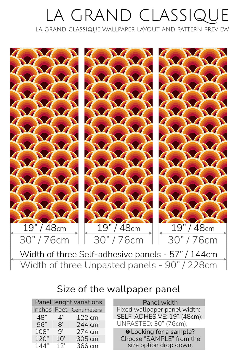 70s retro peel and stick wallpaper specifiation