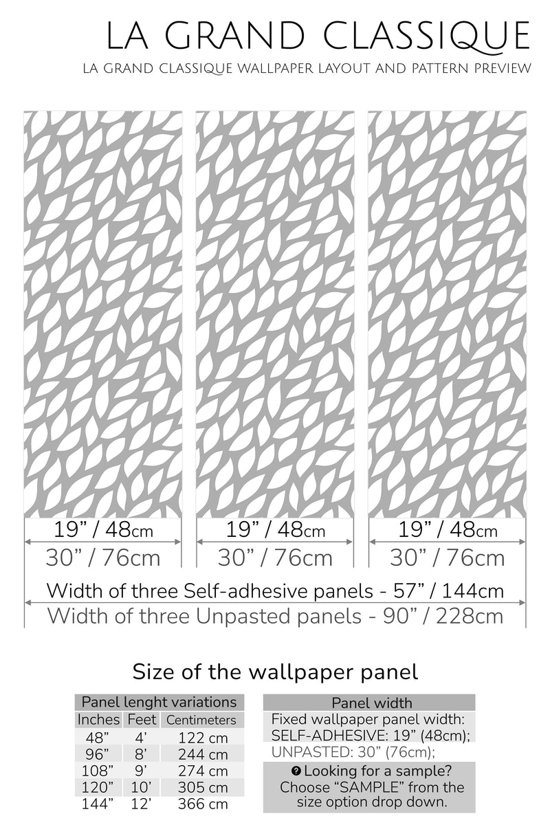 leaf print peel and stick wallpaper specifiation