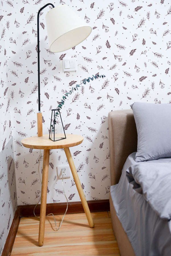 removable wallpaper floral print pattern bedroom accent wall simple interior