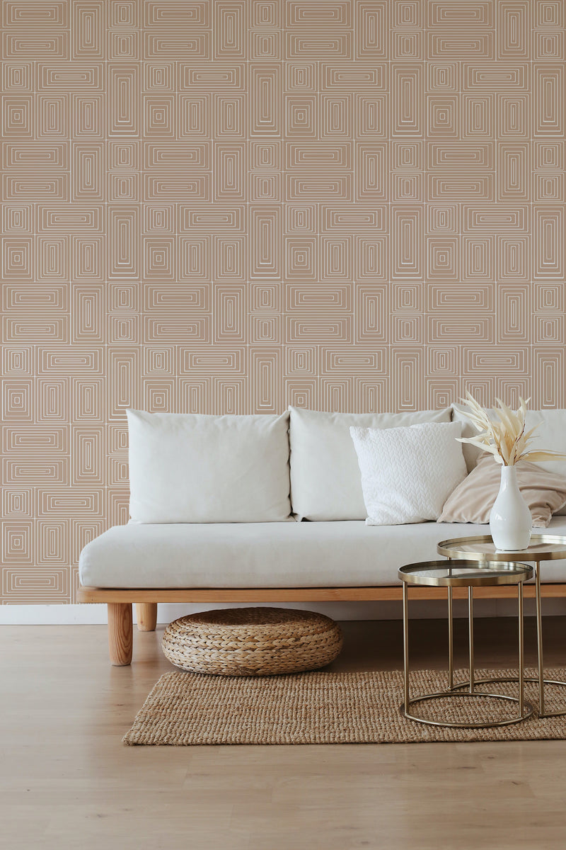 self stick wallpaper structured maze pattern living room elegant sofa coffee table