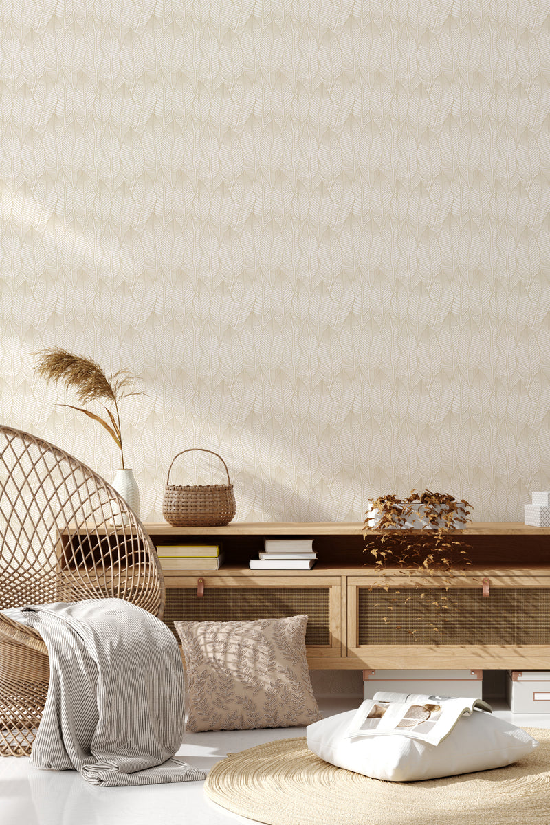 living room rattan furniture decorative plant seamless golden leaf wall decor