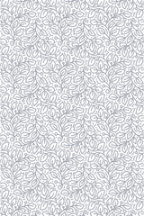 A repeating pattern of delicate line-drawn leaves with small dots on a light background. Subtle and intricate design for a modern, nature-inspired aesthetic. Peel and stick removable wallpaper.