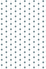 Geometric circle line pattern with evenly spaced dark green circles connected by vertical lines on a white background. Peel and stick removable wallpaper.
